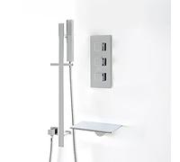 Milano Arvo Thermostatic Mixer Valve Waterfall Bath Filler Tap Riser Rail Hand Shower- Chrome