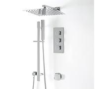 Milano Arvo Thermostatic Valve Wall Mounted Shower Head Handset Bath Filler Riser Rail - Chrome