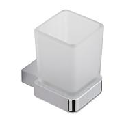 Milano Arvo Wall Mounted Square Frosted Glass Bathroom Tumbler Chrome Holder