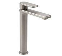 Milano Ashurst Modern High Rise Mono Bathroom Basin Mixer Tap - Brushed Nickel