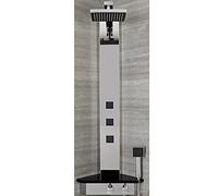 Milano Astley Corner Thermostatic Shower Tower Panel Head Hand Shower Body Jets - Chrome Black