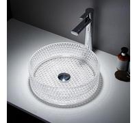 Milano Ballam Clear Crystal Tempered Glass Round Countertop Bathroom Basin Sink - 353mm