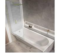 Milano Ballam White 1500mm x 700mm Single Ended Round Shower Bath Gold Screen