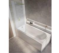 Milano Ballam White 1500mm x 700mm Single Ended Round Shower Bath Gold Screen Panels
