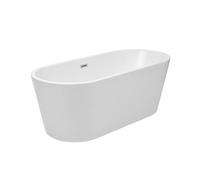 Milano Ballam White 1500mm x 750mm Double Ended Freestanding Oval Bath White Overflow Waste