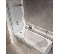 Milano Ballam White 1600mm x 700mm Single Ended Round Shower Bath Copper Screen