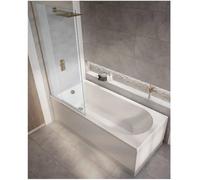 Milano Ballam White 1600mm x 700mm Single Ended Round Shower Bath Copper Screen Panels