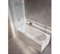 Milano Ballam White 1700mm x 700mm Single Ended Round Shower Bath Chrome Screen Panels