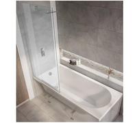 Milano Ballam White 1700mm x 750mm Single Ended Round Shower Bath Chrome Screen