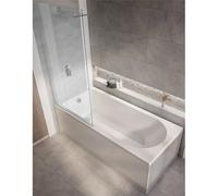 Milano Ballam White 1700mm x 750mm Single Ended Round Shower Bath Chrome Screen Side Panel