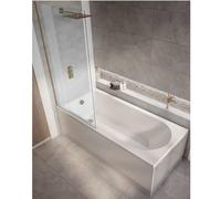 Milano Ballam White 1700mm x 750mm Single Ended Round Shower Bath Copper Screen Side Panel