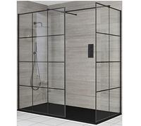 Milano Barq Black Grid Corner Shower Enclosure Graphite Tray - 1500mm x 800mm