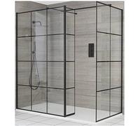 Milano Barq Black Grid Corner Shower Enclosure Return White Tray - 1500mm x 900mm