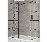 Milano Barq Black Grid Corner Shower Enclosure White Tray - 1400mm x 800mm