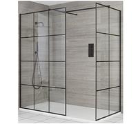 Milano Barq Black Grid Corner Shower Enclosure White Tray - 1400mm x 900mm