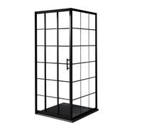 Milano Barq Black Grid Corner Triple Sliding Door Shower Enclosure Graphite Tray - 900mm x 800mm