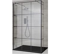 Milano Barq Black Grid Floating Glass Shower Enclosure Returns Graphite Tray - 1200mm x 800mm