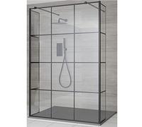 Milano Barq Black Grid Floating Glass Shower Enclosure Returns Light Grey Tray - 1000mm x 800mm