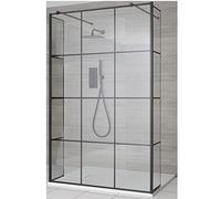 Milano Barq Black Grid Floating Glass Shower Enclosure Returns White Tray - 1200mm x 800mm