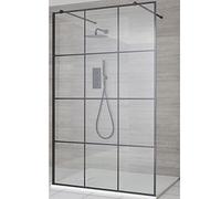 Milano Barq Black Grid Floating Glass Shower Enclosure White Tray - 900mm x 800mm