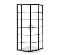 Milano Barq Black Grid Left Hand Offset Quadrant Shower Enclosure White Tray - 900mm x 800mm