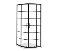 Milano Barq Black Grid Right Hand Offset Quadrant Shower Enclosure White Tray - 900mm x 760mm