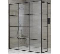 Milano Barq Black Grid Shower Enclosure Hinged Return 250mm Corner Drain Grate - 760mm