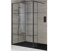 Milano Barq Black Grid Shower Enclosure Hinged Return Graphite Tray - 1600mm x 800mm