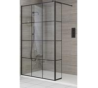 Milano Barq Black Grid Shower Enclosure Hinged Return White Tray - 1600mm x 800mm