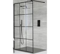 Milano Barq Black Grid Shower Enclosure Light Grey Tray - 1400mm x 900mm
