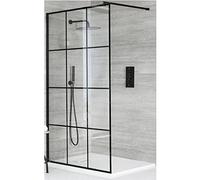 Milano Barq Black Grid Shower Enclosure White Tray - 900mm x 800mm