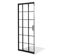 Milano Barq Black Grid Triple Sliding Door Shower Enclosure White Tray - 900mm x 760mm