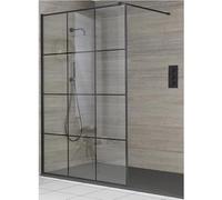 Milano Barq Black Grid Wet Room Shower Enclosure Light Grey Tray - 1400mm x 900mm