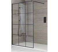 Milano Barq Black Grid Wet Room Shower Enclosure White Tray - 1400mm x 800mm