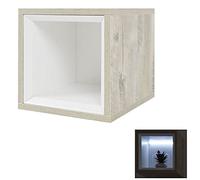 Milano Bexley 300mm Wall Hung Bathroom Cube Storage Unit LED Lit - Light Oak