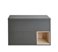 Milano Bexley Black Grey 1000mm Wall Hung Bathroom Vanity Unit Open Shelf LED Light