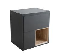 Milano Bexley Black Grey 600mm Wall Hung Bathroom Vanity Unit Open Shelf