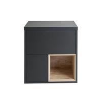 Milano Bexley Black Grey 600mm Wall Hung Bathroom Vanity Unit Open Shelf LED Light