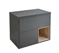 Milano Bexley Black Grey 800mm Wall Hung Bathroom Vanity Unit Shelf LED Light