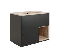 Milano Bexley Black Grey 812mm Wall Hung Bathroom Vanity Unit LED Lit Open Shelf Sand Basin