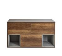 Milano Bexley Dark Oak 1200mm Wall Hung Bathroom Vanity Unit LED Lit