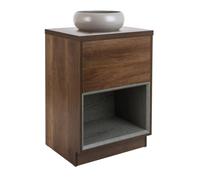 Milano Bexley Dark Oak 600mm Bathroom Vanity Unit Round Pebble Countertop Basin