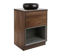 Milano Bexley Dark Oak 600mm LED Lit Bathroom Vanity Unit Round Graphite Countertop Basin