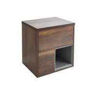 Milano Bexley Dark Oak 600mm Wall Hung Bathroom Vanity Unit Open Shelf