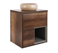 Milano Bexley Dark Oak 600mm Wall Hung Bathroom Vanity Unit Round Sand Basin