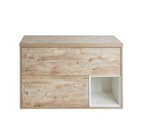 Milano Bexley Light Oak 1000mm Wall Hung Bathroom Vanity Unit Open Shelf LED Lit