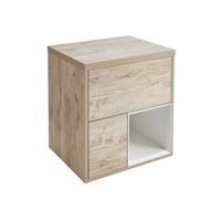 Milano Bexley Light Oak 600mm Wall Hung Bathroom Vanity Unit Open Shelf