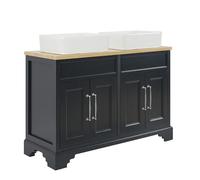 MILANO Black Grey 1210mm Bathroom Vanity Unit Square Basin Chrome Handle