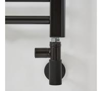 MILANO Black Heated Towel Rail Radiator Dual Fuel Kit Valves 600W | Brass Construction. Allows Dual Fuel Operation. Suitable For Radiators & Heated Towel Rails. Manual Valve & Element.