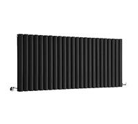 MILANO Black Horizontal Double Oval Panel Radiator 635 x 1416mm